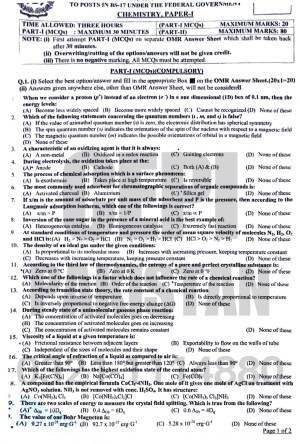 First page of CSS Past Paper Chemistry Paper-I 2024