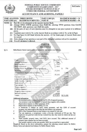 First page of CSS Past Papers Accountancy & Auditing-I-2017