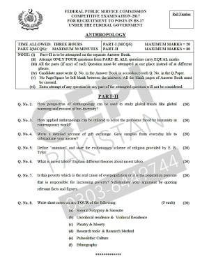 First page of CSS Past Papers Anthropology-2017