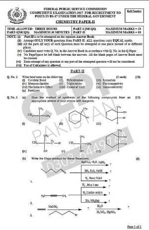 First page of CSS Past Papers Chemistry Paper-II 2017