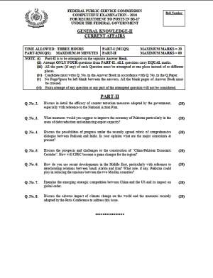 First page of CSS Past Papers Current Affairs (General Knowledge) II 2016