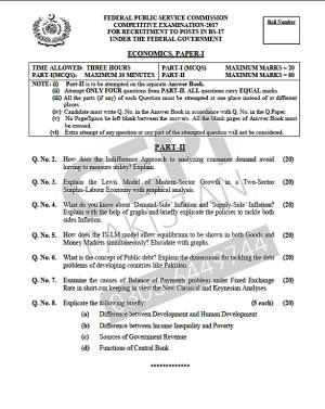 First page of CSS Past Papers Economics Paper-I 2017