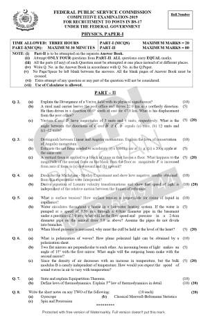 First page of CSS Past Papers Physics 2019
