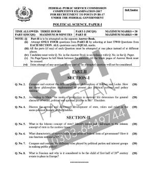 First page of CSS Past Papers Political Science Paper-I 2017