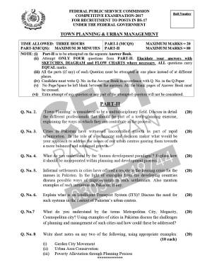 First page of CSS Past Papers Town Planning & Urban Management 2017
