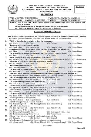 First page of Special CSS Past Paper Statistics 2023